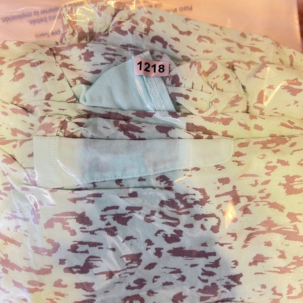 1218 | Nottibianche Abstract Print Cotton Blend Pajama Set Mint Green Womens 1X - Picture 12 of 12